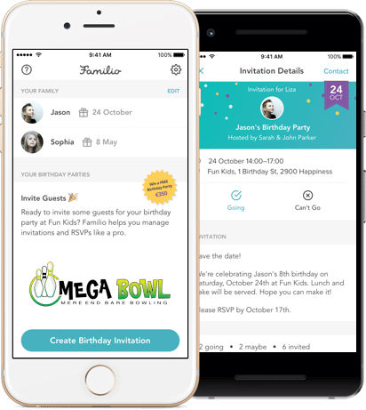 Mega Bowl fødselsdags-app