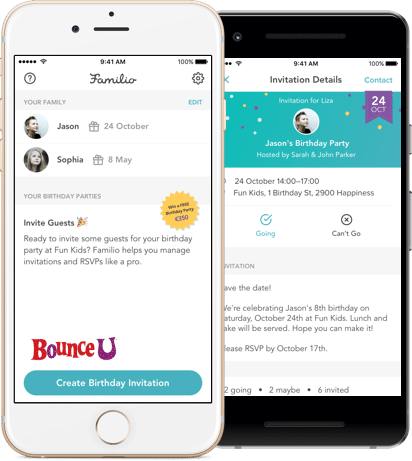 BounceU of Fishers, IN birthday app