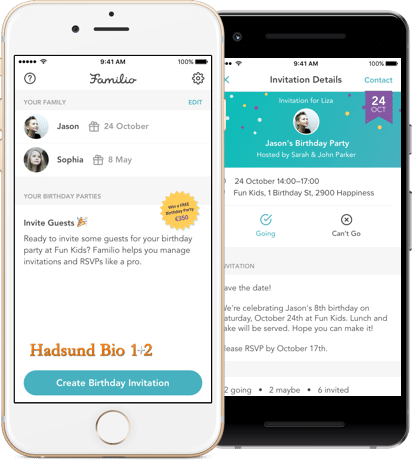 Hadsund Bio 1+2 birthday app