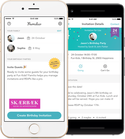 Skærbæk Kursus og fritidscenter  birthday app